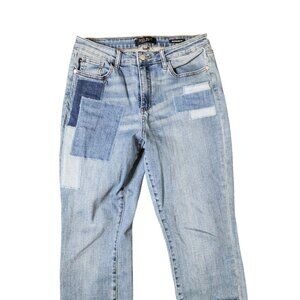 Judy Blue Boyfriend Fit Stretch Multi Patchwork Denim Jeans Women SIze 11 Blue